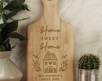 Personalised HOME Wooden Paddle Board- new home gift- customised chopping board- original couples gift-customised