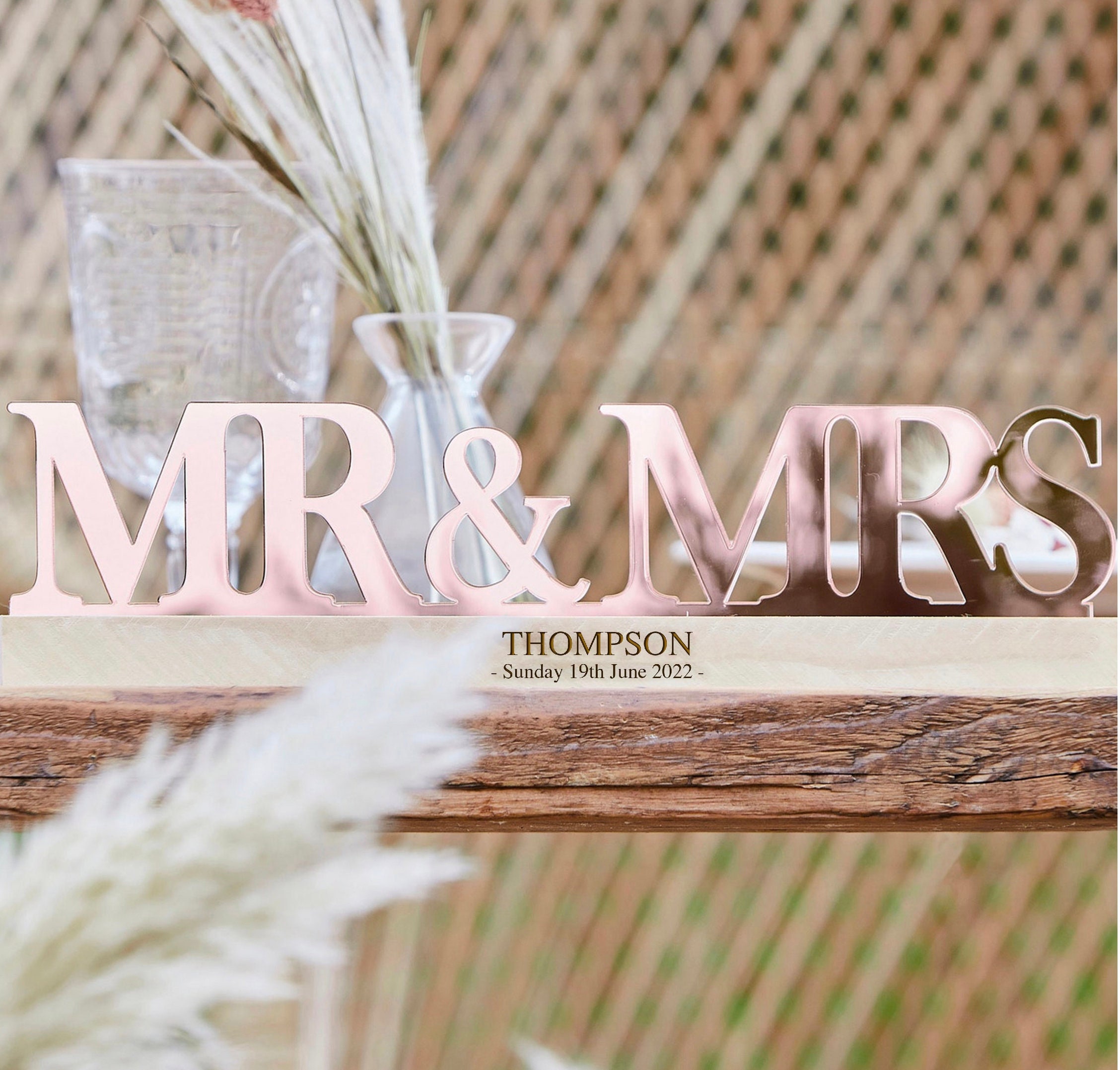 Rose Gold Acrylic Mr And Mrs Sign