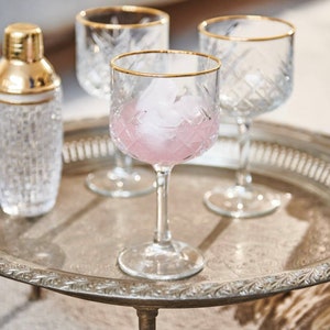 Custom Gold Rimmed Gin glasses- Celebration Glasses -cocktail glasses-coupe glasses- Wedding glasses- hand finished