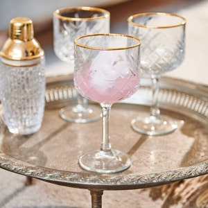 Hand Crafted Custom Gold Rim Cocktail Wine Glass  - Celebration Glasses -Wine glass -dessert glass- Celebration glasses - Wedding Charm Gift