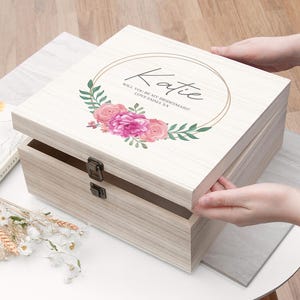 Personalised Floral WEDDING Keepsake Box  -customised , Thank you  gift- exclusive - printed- bridesmaid - bride- mother of the bride gift