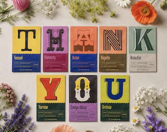 Botanical Alphabet Seeds: Gardening Gift - Typography -Custom made-Eco