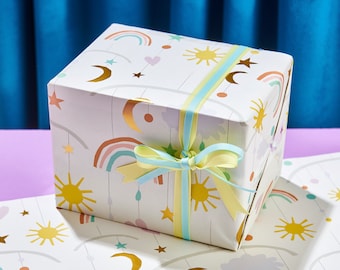 Carta da regalo per neonati stampata in lamina, colori neutri, ecologica