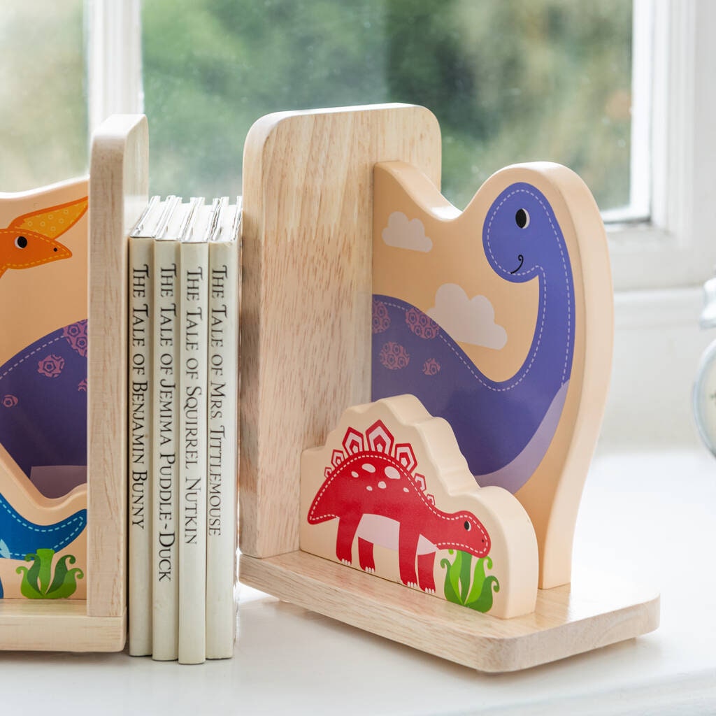 Personalised Wooden Dinosaur Bookends First Birthday Gift Etsy