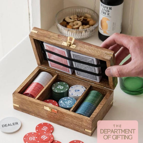 Personalized Poker Set: Luxury Rosewood Case, Poker Lover Gift