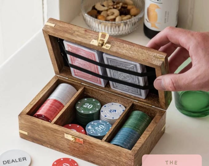 Personalized Poker Set: Luxury Rosewood Case, Poker Lover Gift