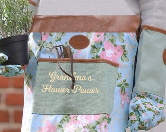 Personalised half Gardening Apron - garden gift- floral apron- gardening gift for her- garden gift-customised garden,gardenware