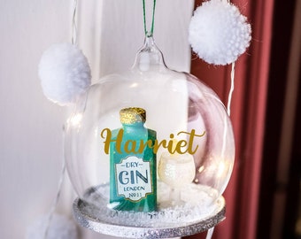Personalisierte Gin Weihnachtskugel: Gin Liebhaber Geschenk