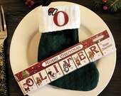 Personalised Christmas Letter Chocolate Squares with knitted stocking- personalised name-Stocking filler-chocolate-childs gift-place setting