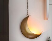 Celestial Moon Hanging Planter, gold planter ,love you to the moon and stars, tealight holder , pretty gold light