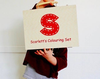 Personalized Wooden Art Box Set: 63-Piece Child's Art Supplies