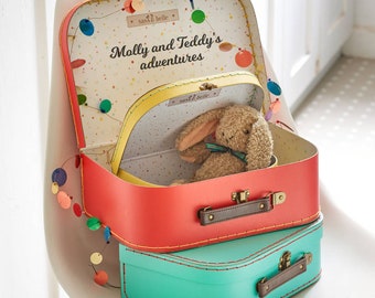 Paper Mache 2 Piece Nesting Mini Suitcases School Project Gift