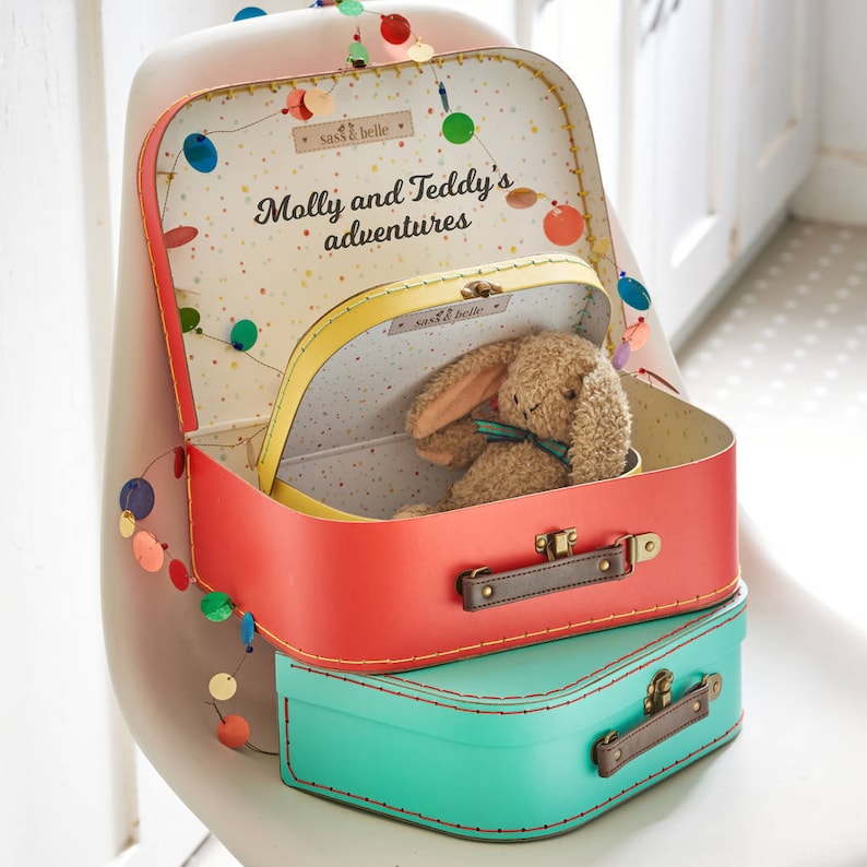 Personalised Set Of Three Bright Child Suitcases - Child Suitcase - personalised gifts for children- storage case- customized case