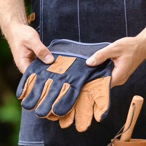 Personalised denim gauntlet gardening gloves dads gardening gloves personalised gardening gloves customized gloves-hardwearing glove zdjęcie 4