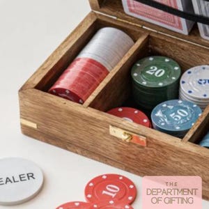 Personalized Poker Set: Luxury Rosewood Case, Poker Lover Gift image 3
