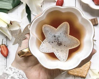 Handmade Star Teabags: English Breakfast Tea with Sparkle Tag
