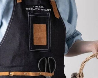 Gepersonaliseerde tuinschort - tuincadeau-denimschort-tuincadeau-tuincadeau-op maat gemaakte tuin, tuingerei -blauwe denim-Vaderdag