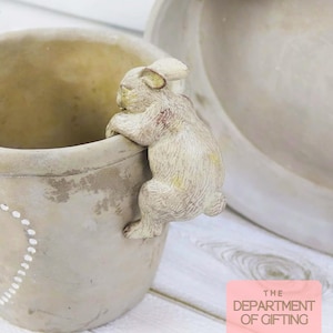 Suspension pour pot lapin moulée à la main : décoration de jardin en résine image 3