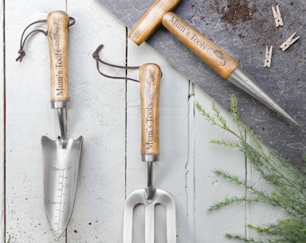 Outils personnalisés en acier inoxydable argenté de luxe- outils de jardin- outils de luxe- cadeau de jardin personnalisé-cadeau d’outil de jardin - cadeau de jardinier utile