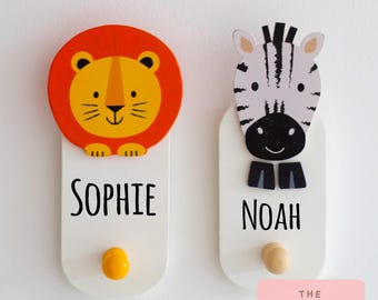 Personalized Animal Coat Hook: Safari Nursery Decor
