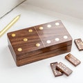 Personalised Luxury Brass Dominos Gift Box - Dominos set  -wooden dominos, add a name - Keepsake hand etched gift-christmas for him