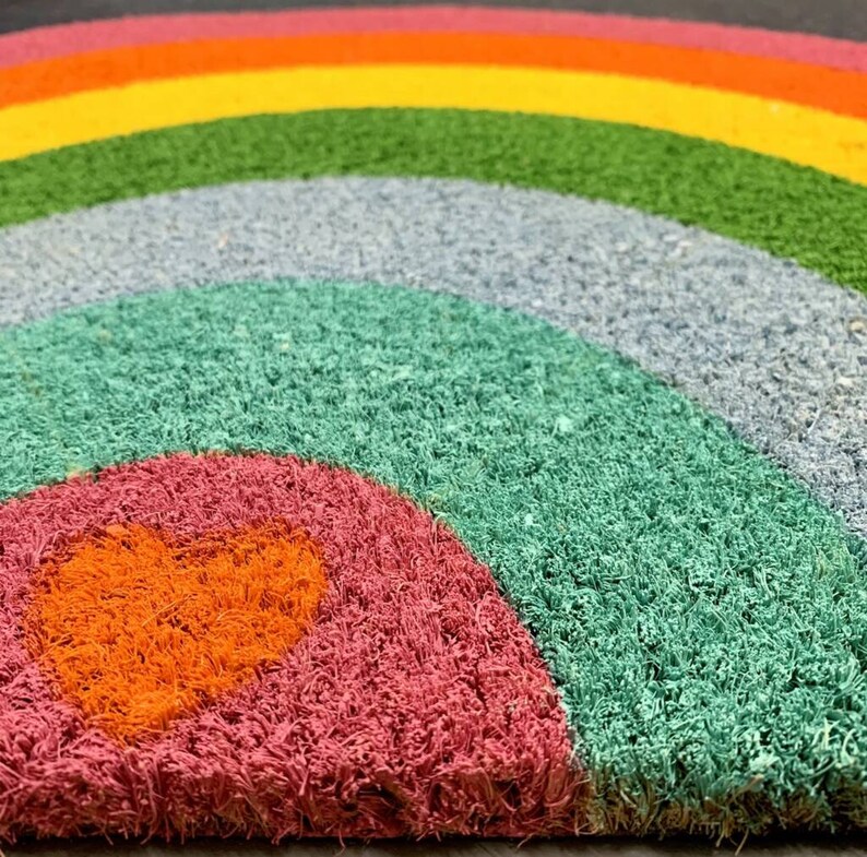 Rainbow Shape Door Mat Bright Fun Doormat Door Matmade From Etsy