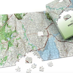 Gepersonaliseerde 'My Hometown'-kaartpuzzel van 400 stukjes - puzzel van ons huis aangepaste puzzel-handgemaakte legpuzzel - alleen VS-adressen Amerikaans cadeau