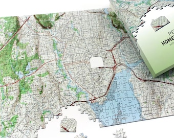 Personalized Hometown Map Jigsaw Puzzle - USA Address 400 Piece