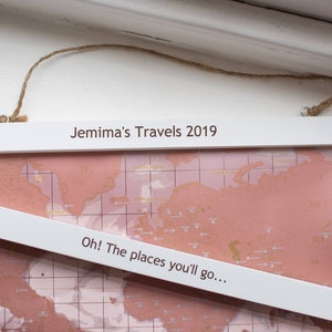 Carte à gratter rose métallique encadrée personnalisée-cadeau d'envie de voyager-carte personnalisée-cadre à clip en or rose-carte personnalisée