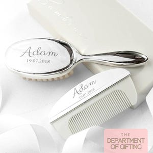 Personalized Silver Plated Baby Brush and Comb Set: Christening Gift