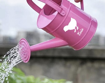 Personalized Childs Watering Can: Bright Metal Gardening Gift