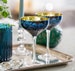 Set Of Two Blue Star Champagne Saucers -Celebration Glasses -cocktail glasses-coupe glasses- Wedding glasses- blue stars- mirrored glass 