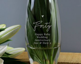 Personalized Birthday Glass Vase, Custom Engraved Gift