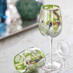 Electroplated Tropical Leaf Wine Glasses - Set of Two