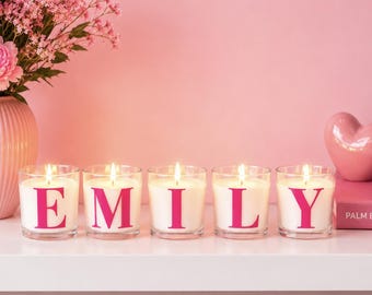 Letter Glass Candle: Vanilla Scented, Personalized Initial- Name