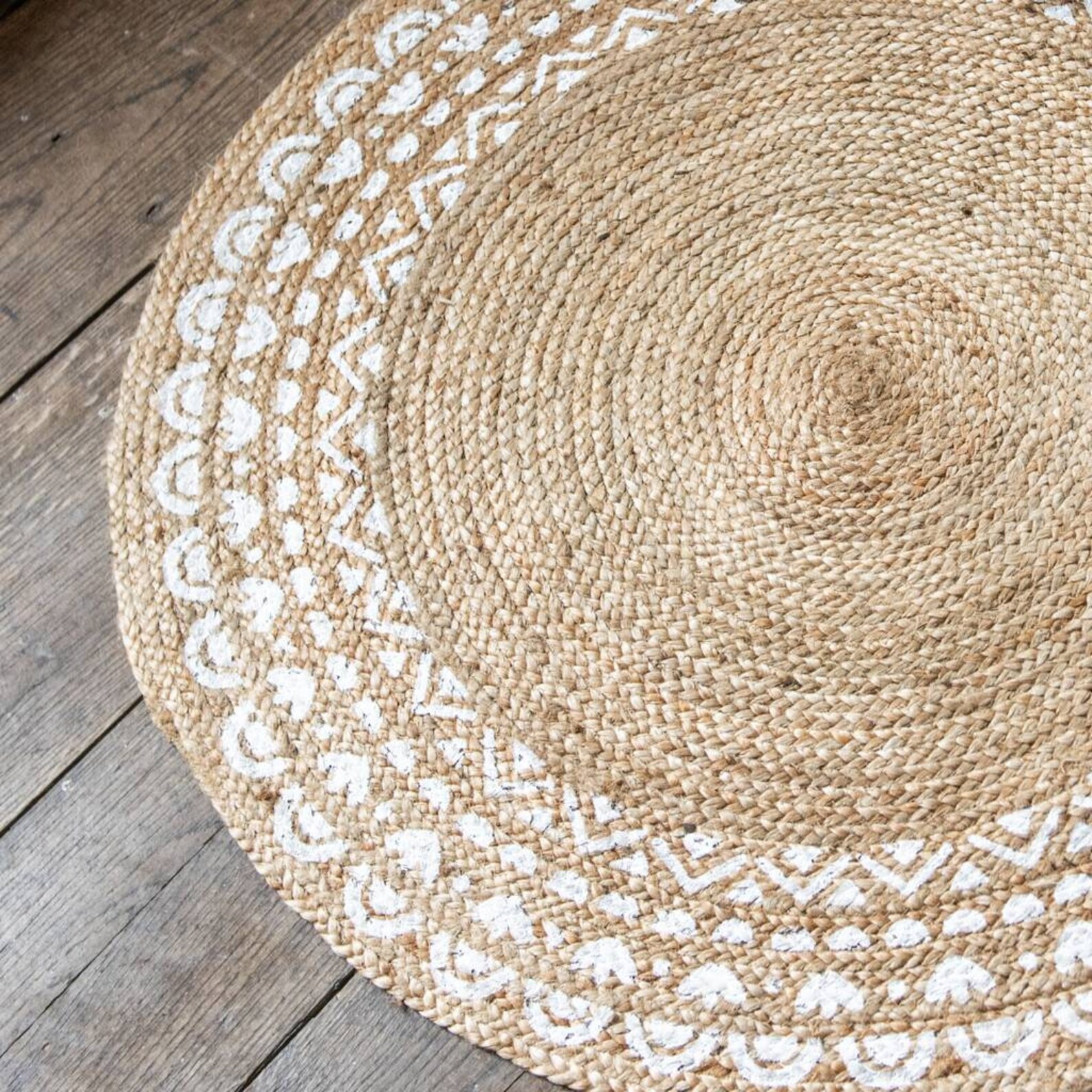 On Trend Modern Boho Round Jute Painted Rug Round Rug Home Etsy UK