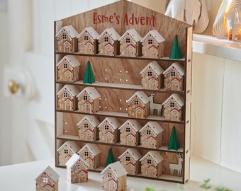 Calendrier de l'Avent personnalisé pour la maison - Noël - Noël personnalisé - compte à rebours pour la maison - Remplissez votre propre maison en bois de l'Avent - souvenir