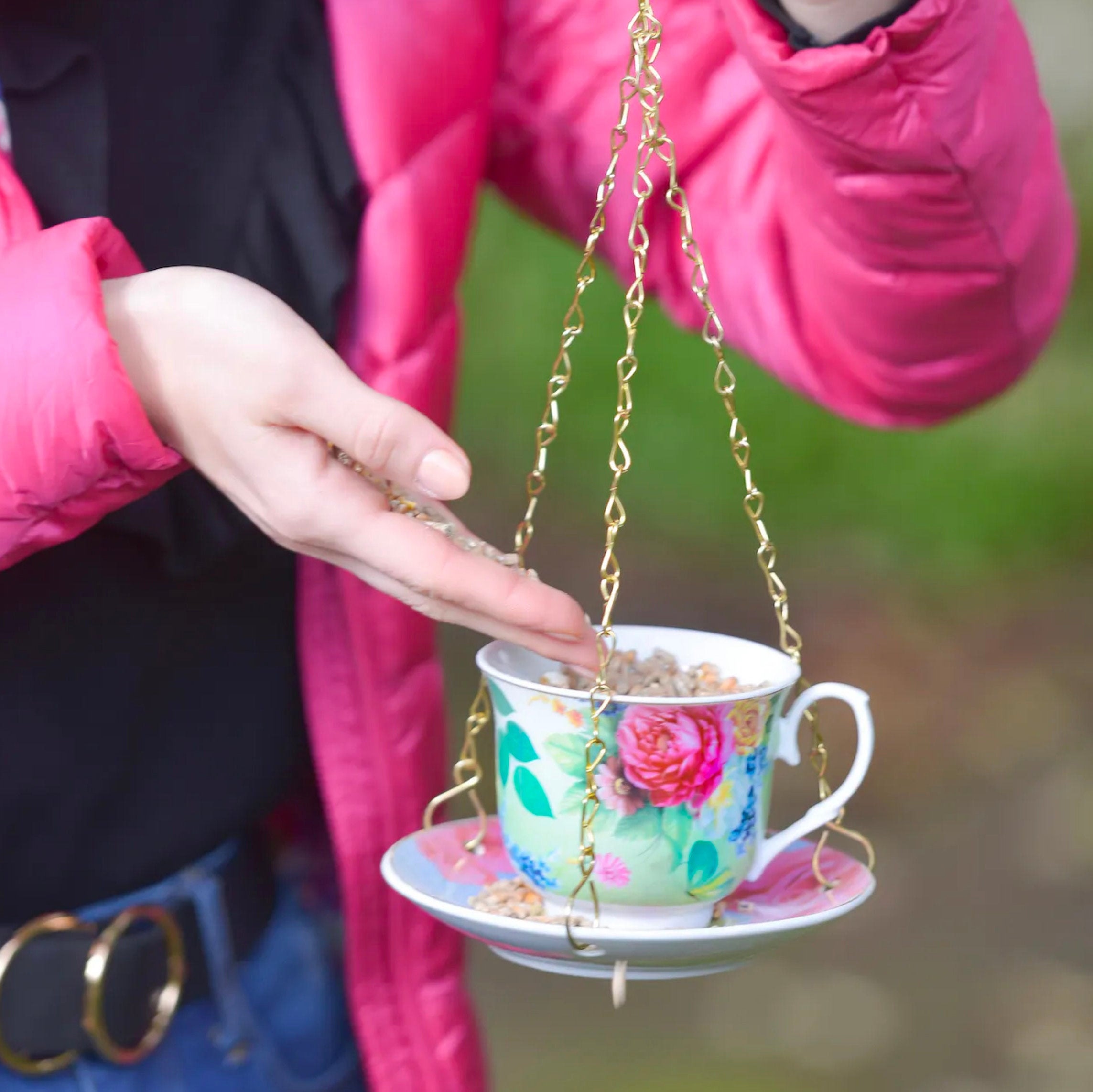 Bird Feeder Teacup Bird Feeder Gardening Gift Gift for a Etsy