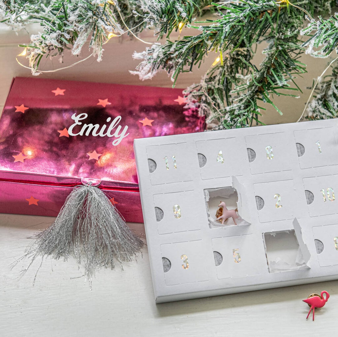 Personalised Enamel Pin Advent Calendar Adventgirls Christmas Etsy