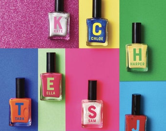 Vernis à ongles initial personnalisé - cadeau monogramme unique pour les meilleurs amis couleur pop, vernis à ongles lettre personnalisé, cadeau meilleur ami personnalisé