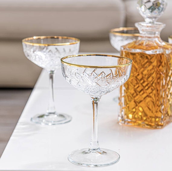 Unique Coupe Glasses, Set of 4, 8 oz