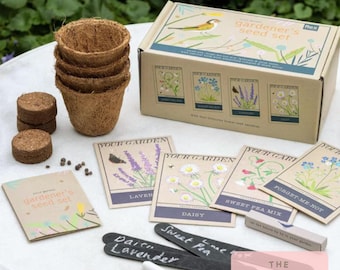 Flower Seed Starter Kit: Sweet Pea, Lavender, Daisy, Forget-Me-Not