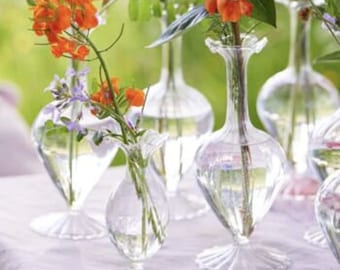 Delicate Tall Frilled Bud Vases- Hand blown -Glass Vase glass , pretty vase ,  hand made delicate - glass - hand shaped