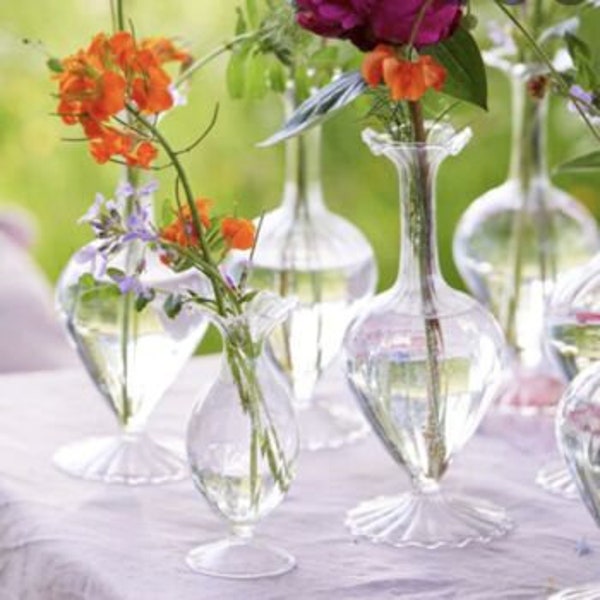 Delicate Tall Frilled Bud Vazen - Handgeblazen - Glazen vaas glas, mooie vaas, met de hand gemaakt delicaat - glas - handvormig-bruiloft tafel decor-