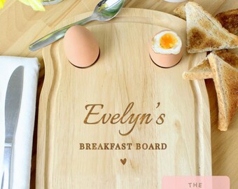 Tabla personalizada para huevos y tostadas con forma de corazón - Desayuno - Recuerdo - Para usar cada año - Regalo de Pascua