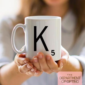 Personalized Letter Tile Ceramic Mug: Initial Monogram Gift