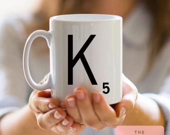 Personalized Letter Tile Ceramic Mug: Initial Monogram Gift
