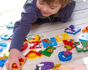 Hand Painted Wooden Animal Alphabet Letters: Nursery Decor