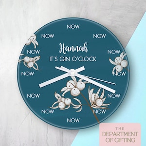 Personalized Gin O'Clock Glass Wall Clock