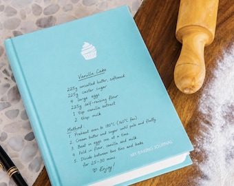 Personalized Baking Journal: customised recipe -Fabric Bound Recipe Book- Keepsake